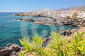 Picturesque beach and volcanic rocks in Alcala on Tenerife