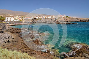 Picturesque beach and volcanic rocks in Alcala on Tenerife