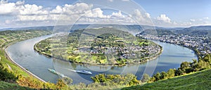 Picturesque bend of the river Rhine near Filsen