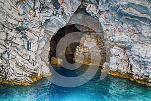 The picturesque blue cave.Turkey Marmaris, Aegean Islands