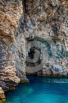 The picturesque blue cave.Turkey Marmaris, Aegean Islands