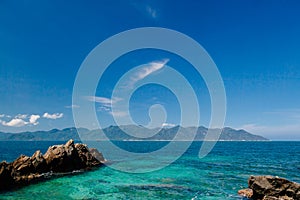 Picturesque blue ocean lagoon