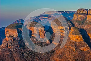 Picturesque blyde river canyon and three rondavels in Panarama r