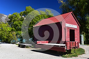 Picturesque boat shed in Glenorchy, Queenstown, New Zealand