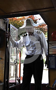 Suzhou, 4th may: Traditional Boatmaster on his Cruise Boat on Shantang Street or Canal from Suzhou town