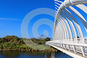 Picturesque bridge and Taranaki volcano, New Plymouth photo