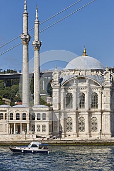 Picturesque Buyuk mecidiye cami in Marmara strait. Istanbul, Turkey