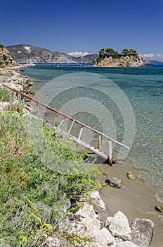 Picturesque Cameo island in Agios Sostis, situated on Laganas bay on the south of Zakynthos island on Ionian Sea, Greece.