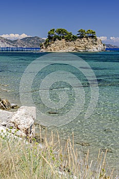 Picturesque Cameo island in Agios Sostis, situated on Laganas bay on the south of Zakynthos island on Ionian Sea, Greece.