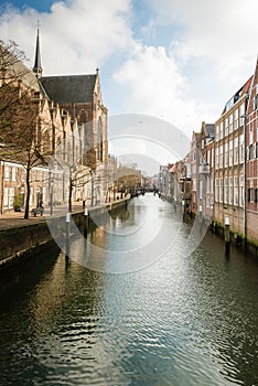 Picturesque canal houses in the Netherlands