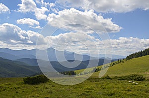 Picturesque Carpathian mountains landscape, panorama view of the Chornogora ridge