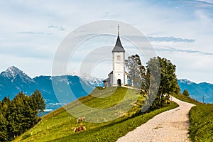 Picturesque  Church Of St Primoz.in Jamnik,Kamnik, Slovenia at Autumn