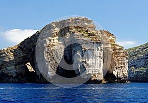 Picturesque cliffs of Gozo island in Malta in bright day