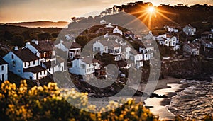 Picturesque Coastal Village at Sunrise