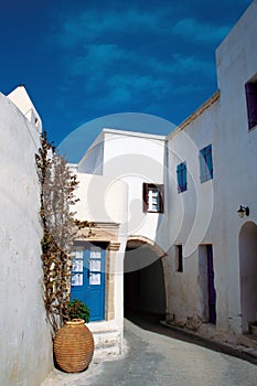 Picturesque cobbled road at Kythira, Greece