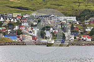 Picturesque colorful village of Vestmanna in Feroe islands. Denmark