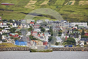 Picturesque colorful village of Vestmanna in Feroe islands. Denmark