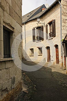 Picturesque corner in the old town. Chinon. France