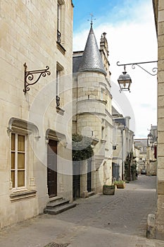 Picturesque corner in the old town. Chinon. France