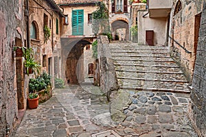 Picturesque corner in Sorano, Grosseto, Tuscany, Italy