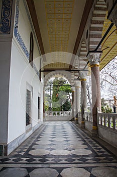 Picturesque corridor in the Topkapi Palace in Istanbul. Turkey