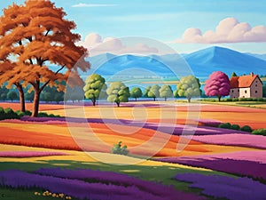 A picturesque countryside, where colors unite to create a breathtaking symphony