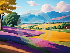 A picturesque countryside, where colors unite to create a breathtaking symphony