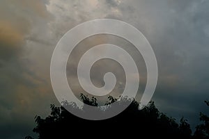 Picturesque, dramatic stormy sky with dark clouds, approaching thunderstorm. Concept on theme of Severe Weather, natural disasters