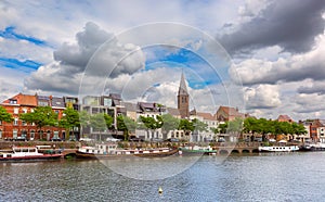 Picturesque embankment of river Leie in Ghent, Belgium