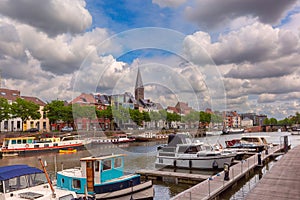 Picturesque embankment of river Leie in Ghent, Belgium photo