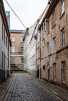 Picturesque empty alley in historical centre of Bremen photo