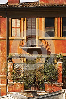 Picturesque facade of a residential home in Rome, Italy