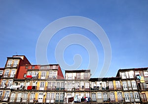 Picturesque facades in old quarter of Porto