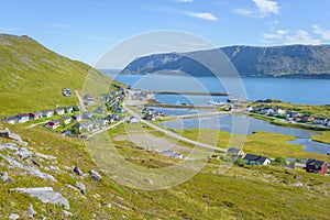 Picturesque fishing village Skarsvag on Mageroya in Finnmark, Norway