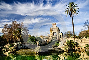 Picturesque fountain in Parc de la Ciutadella in Barcelona photo