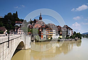 Picturesque German town upon a brown river