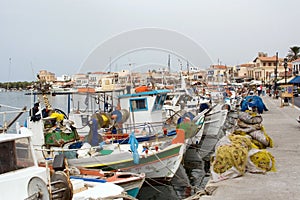 Picturesque greek port aegina island