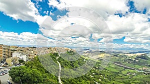 Picturesque green hilly valley near Enna city, Sicily, Italy