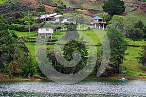 The picturesque Guatape Lake - El Penol - in Antioquia Department photo