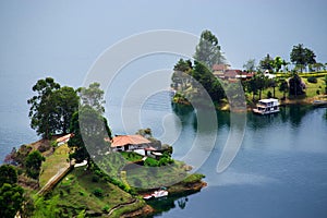 The picturesque Guatape Lake - El Penol - in Antioquia Department, seen from El Penon de Guatape