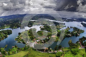 The picturesque Guatape Lake - El Penol - in Antioquia Department, seen from El Penon de Guatape photo