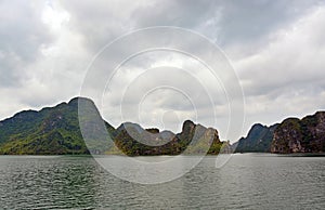 Picturesque Halong Bay with it's famous Rock Outcrops & Islands