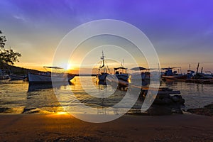 Picturesque harbor at sunset