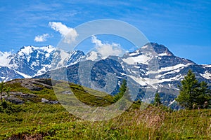 Picturesque highland alpine landscape on Simplon Pass