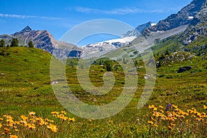 Picturesque highland alpine landscape on Simplon Pass