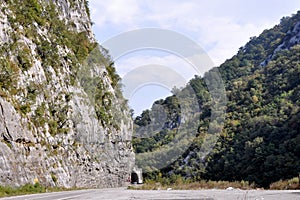 A picturesque journey along the roads of Montenegro among rocks