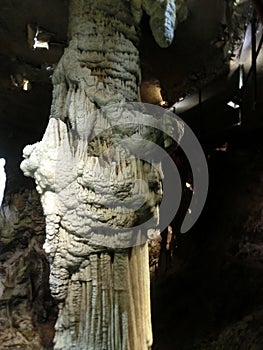 Picturesque karst features illuminated in the cave, Postojna grotte