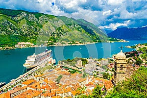 Picturesque Kotor bay view at nice spring day Montenegro