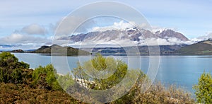 Picturesque lake and mountains landscape, New Zealand