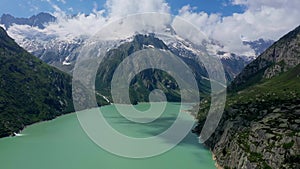 Picturesque lake in the Swiss Alps - Switzerland from above